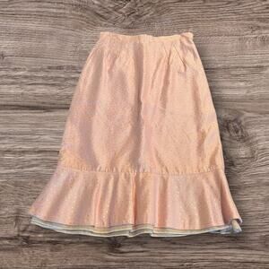 Vanessa Riley Ruffled Pink Shimmery Polka Dot High Waist Pencil Skirt Size 8 NWT